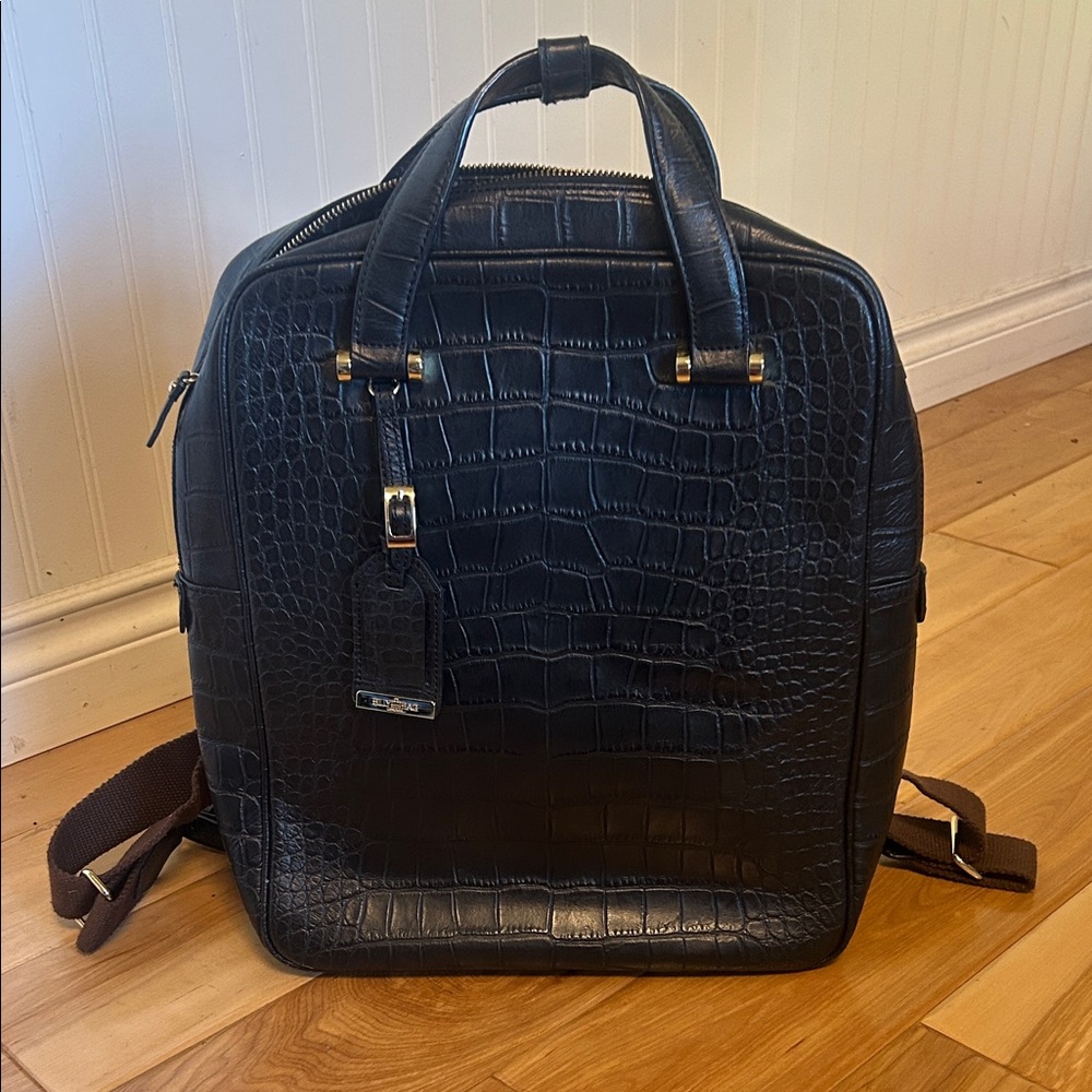 Billy Bag London Black LeatherbCrocodile-Embossed backpack Bag